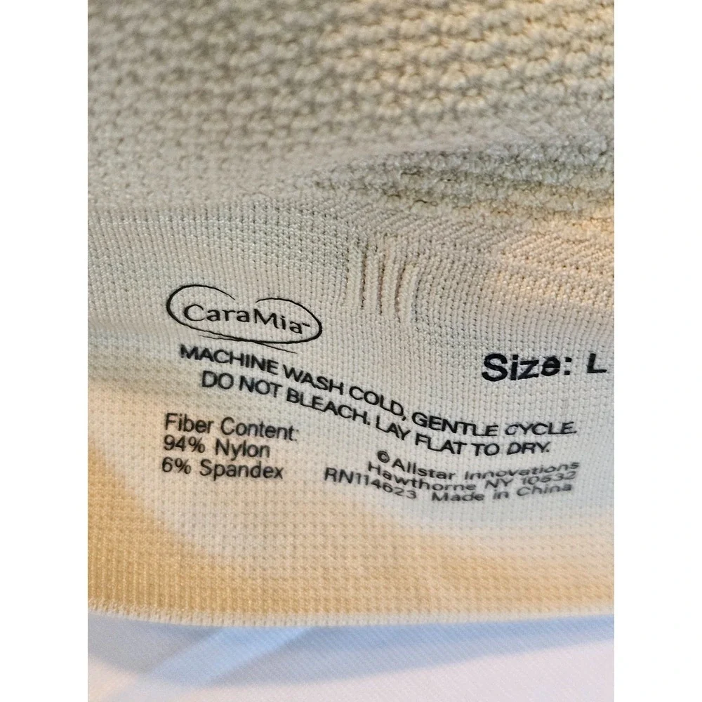 Cara Mia Womens Sz L Lace Front Beige T Shirt‎ Bra Wrapped Front